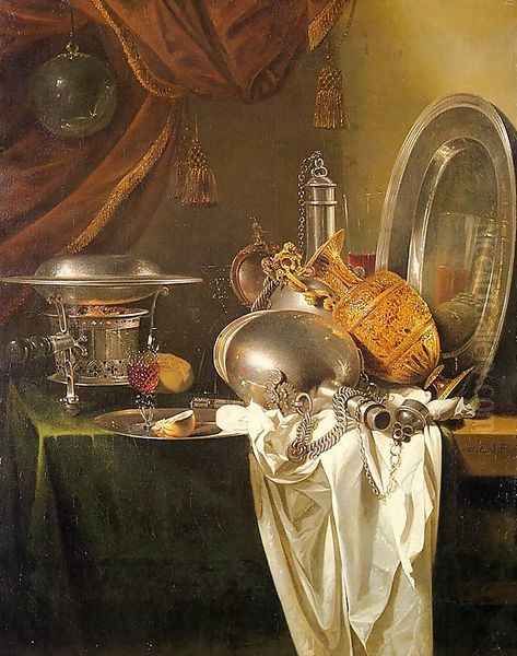 Still Life with Chafing Dish, Pewter, Gold, Silver, and Glassware - view 1