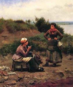 A Discussion Between Two Young Ladies by Daniel Ridgway Knight