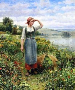 A Field Of Flowers by Daniel Ridgway Knight