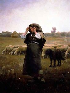 Shepherdess And Her Flock by Daniel Ridgway Knight