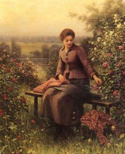 Seated Girl With Flowers