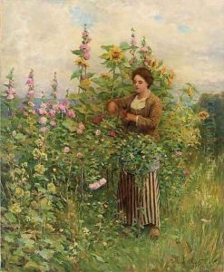 In the Flower Garden by Daniel Ridgway Knight