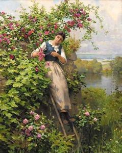 Cutting the Roses by Daniel Ridgway Knight