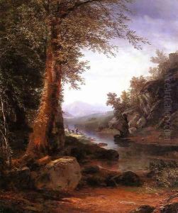Hunters on a Riverbank by John Frederick Kensett