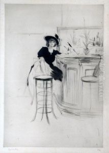 Jeune Femme Au Bar by Edgar Chahine