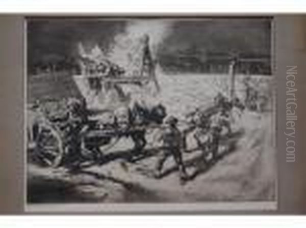 Chevaux Au Travail Gravure - view 1