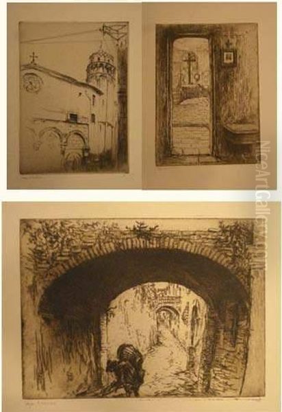 Pise, San Nicola ; San 
Gimignano, La Sacristie De Santa Fina ; Sienne, Ghetto, Calle Della 
Manna. (planches De La Suite Impressions D'italie). 1906. - view 1