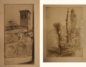 Monte Olivieto Maggiore, Les
Trembles ; Assise, Le Clocher De Saint Pierre. (planches De La Suite
Impressions D'italie). 1906. by Edgar Chahine