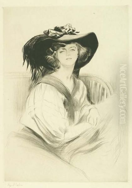 Portrait De Femme Avec Grand Chapeau - view 1