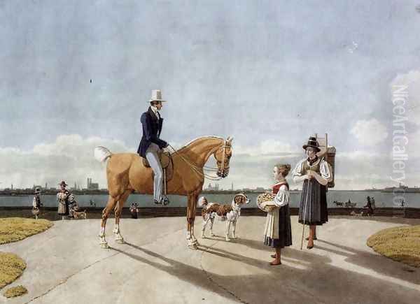Gentleman on Horseback and Country Girl on the Banks of the Isar near Munich 1831 - view 1