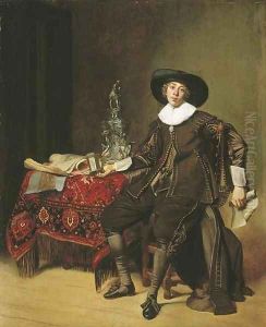 Portrait of a silversmith, thought to be Christian van Vianen by Thomas De Keyser
