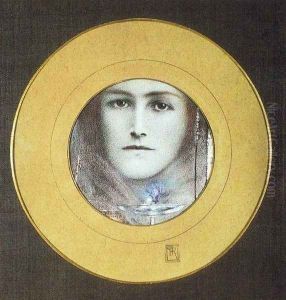 Brown Eyes and a Blue Flower by Fernand Khnopff