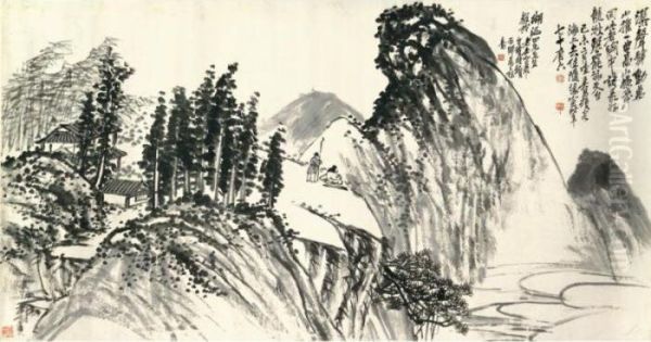 Playing Qin In The Mountain - view 1