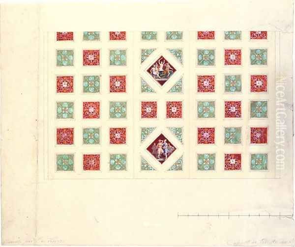 Ceiling design for Ludwig Is 1786-1868 writing room at the Konigsbau Residence Munich - view 1