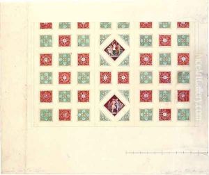 Ceiling design for Ludwig Is 1786-1868 writing room at the Konigsbau Residence Munich by Leo Von Klenze