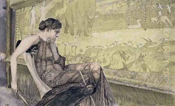 Penelope weaving a shroud for Laertes her father-in-law while she awaits the return of her husband Odysseus, 1895 - view 1