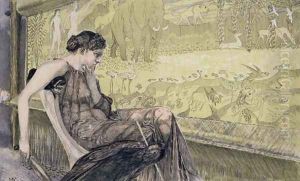 Penelope weaving a shroud for Laertes her father-in-law while she awaits the return of her husband Odysseus, 1895 by Max Klinger