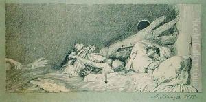 Anguish from a series of ten plates from 'Paraphrase on the Discovery of a Glove', published in 1881 by Max Klinger