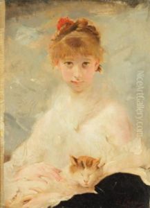 Jeune Femme Au Chat by Charles Josua Chaplin