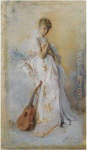 A Lady With A Guitar by Charles Josua Chaplin