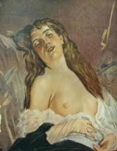 Miniature Portrait Of A Reclining Woman by Charles Josua Chaplin