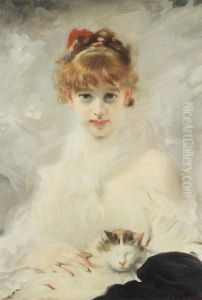Young Girl With Cat by Charles Josua Chaplin