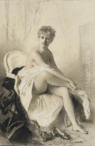 Femme Assise Revetant Ses Bas by Charles Josua Chaplin