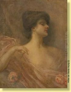 Jeune Femme Aux Roses De Profil by Charles Josua Chaplin