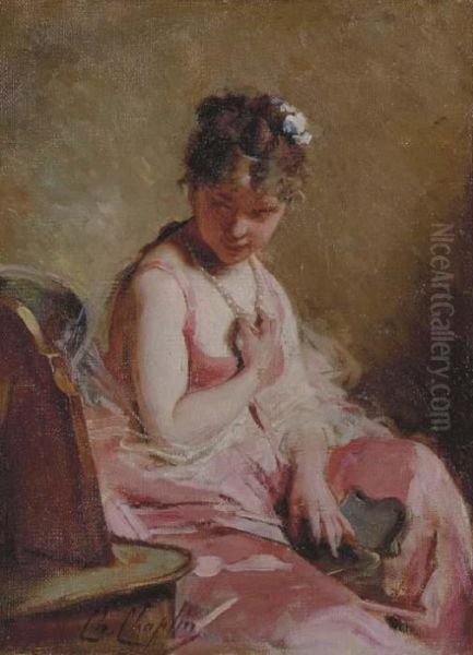 Seated Female Subject In Pink - view 1