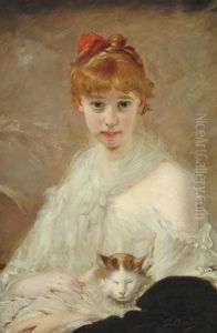 Portrait De Jeune Fille Au Chat