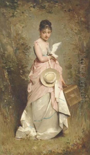 A Young Girl With A Dove - view 1