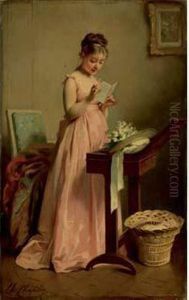 Jeune Fille A La Lecture by Charles Josua Chaplin
