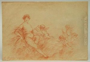Nude Woman With Cherubs by Charles Josua Chaplin