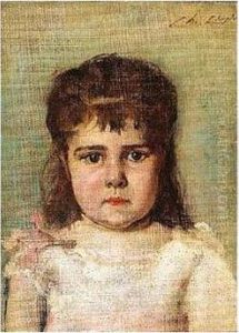 Portrait Of A Young Girl, 
Signed, Oil On Canvas Laid On Panel, 22.5 X 16.5 Cm.; 9 3/4 X 6 1/2 In by Charles Josua Chaplin