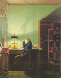 Man Reading by Lamplight 1814 by Georg Friedrich Kersting