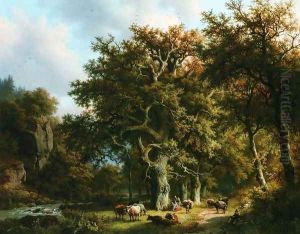 Cattle by a Stream by Barend Cornelis Koekkoek