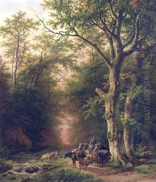 Wooded Landscape with peasants - view 1