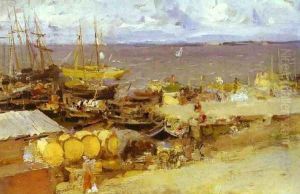Arkhangelsk port on Dvina, 1894 by Konstantin Alexeievitch Korovin