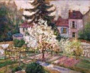 Maison Et Jardin En Fleurs Au Printemps by Victor Charreton
