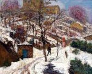 Noel Sous La Neige A Chteaugay by Victor Charreton