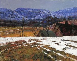 Paysage Dauvergne Sous La Neige by Victor Charreton