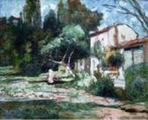 Mere Et Enfant Dans Un Jardin, Vers 1932. by Victor Charreton