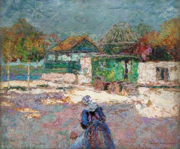 Woman On A Sunlit Road - view 1
