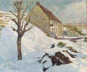 Haus Am Hang An Einem Sonnigen Wintertag by Victor Charreton