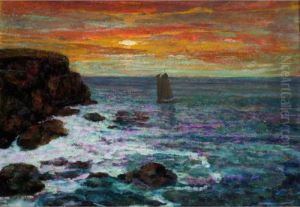 Voilier Au Soleil Couchant by Victor Charreton
