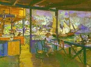 Pier in Gurzuf by Konstantin Alexeievitch Korovin