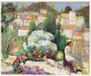 Au Jardin, Peintre Sur Le Motif Au Jardin, Peintre Sur Le Motif