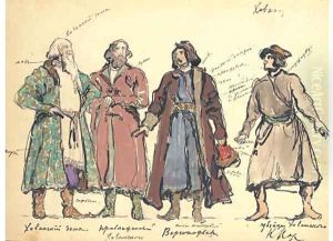 A group of costume designs for Khovanshchina Khovanskii by Konstantin Alexeievitch Korovin