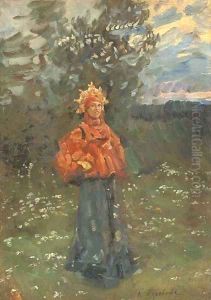 A Russian maiden by Konstantin Alexeievitch Korovin