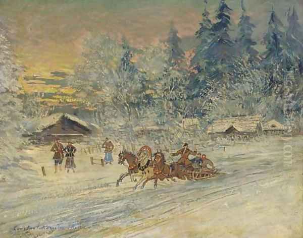 A troika in the snow - view 1
